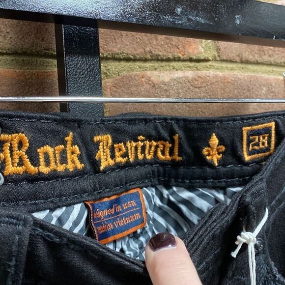 Rock Revival Greer Skinny Black Sequin Jeans Size 28 NWT - Picture 8 of 11